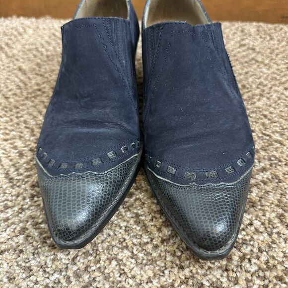 Guess Georges Marciano Blue Leather Western Booties Women's 6 Vintage 80s/90's - Picture 2 of 9